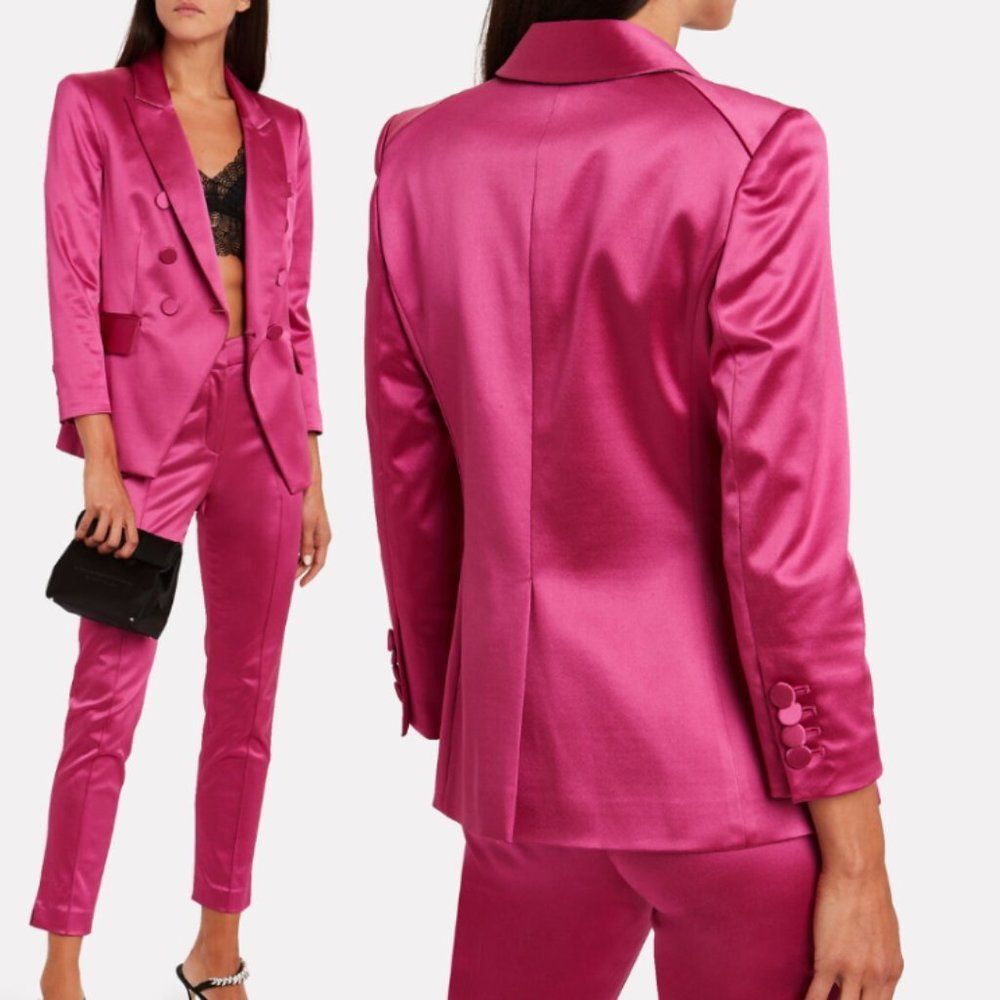 Veronica Beard Empire Dickey Blazer Double Breasted Fuchsia Pink Satin size 0